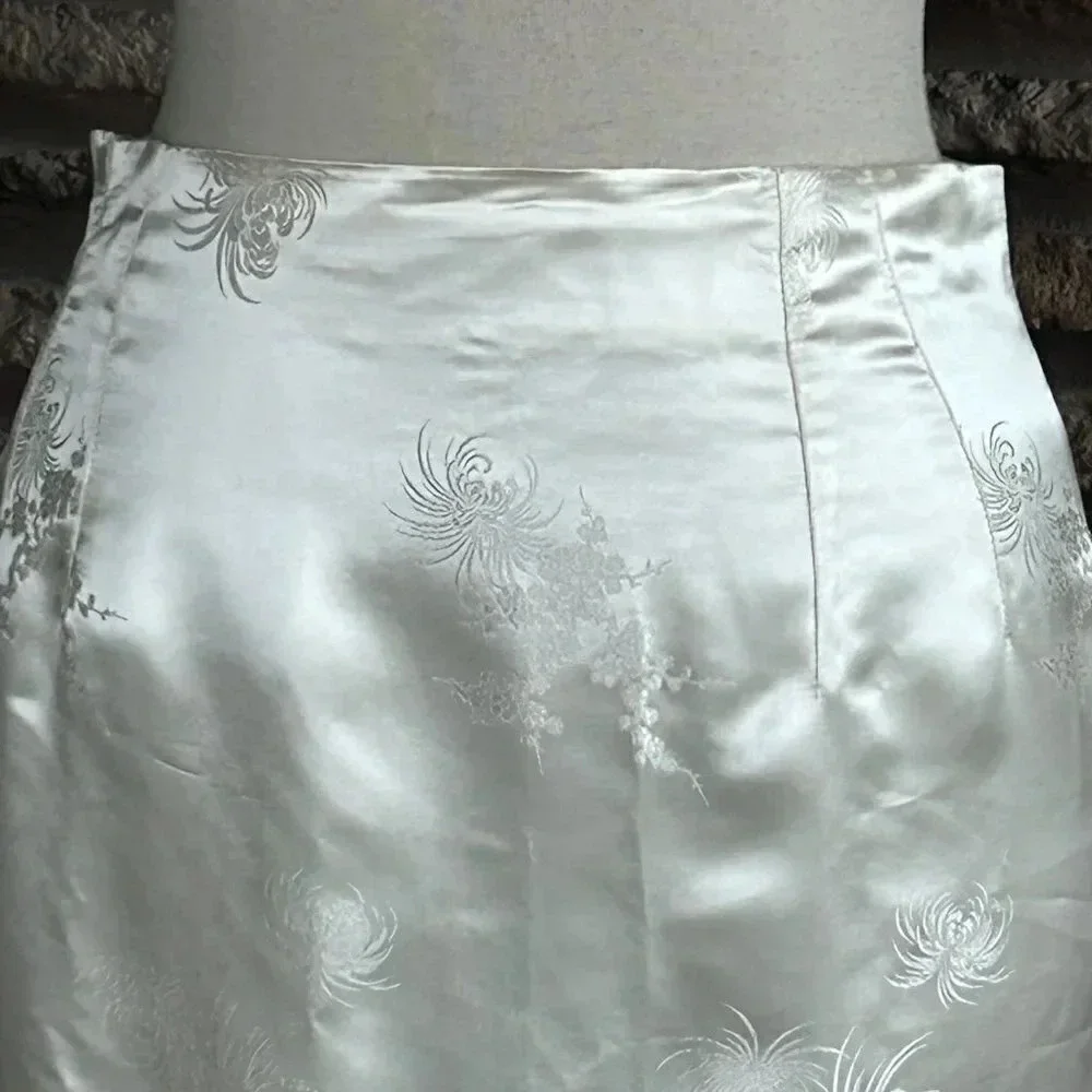 Vintage Handmade Chinese Ivory Brocade Maxi Skirt